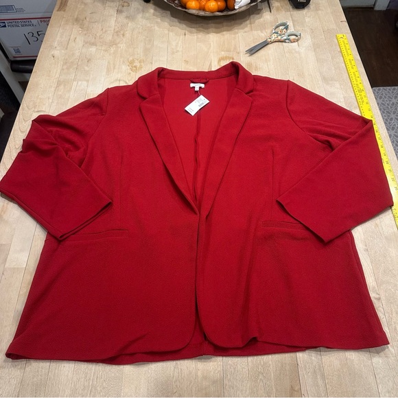 NWT Maurice’s Bright Red Blazer Jacket Open Front  Rucked Long Sleeve Size 3XL - Picture 5 of 10